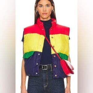 Mother The Pillow Talk Tri Color Puffer Vest Sz-S